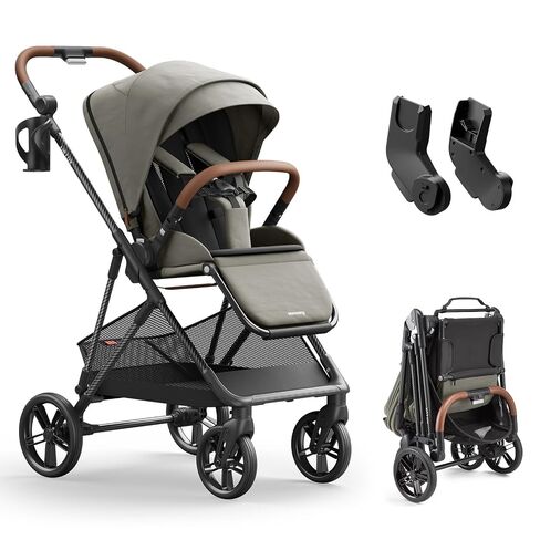 Mamazing Air Lux Baby Stroller with Carbon Fiber Frame, Only 15.8lbs | Compact Fold Stroller with Reversible Seat, Magnetic 5-Point Harness, UPF 50+ Canopy, Large Basket & Car Seat Adapter in Kuwait