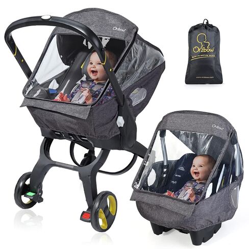 Car Seat Rain Cover, Compatible with Doona Infant Car Seat Stroller, Universal Rain Cover with Window for Waterproof, and Windproof, Breathable Baby Travel Weather Shield Stroller Accessories, Black in Kuwait