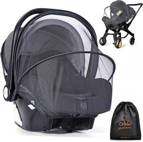 Orzbow Mosquito Net for Car Seat and Doona Stroller, Breathable Baby Mosquito Net for Infant Car Seats, Strollers, Baby Travel, Camping, Summer Essentials, Bug Protection, Black in Kuwait
