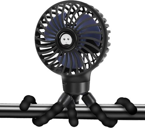 Portable Stroller Fan, 5200 mAh Rechargeable Personal Fan, with 360° Rotate Flexible Tripod and TYPE-C Port 3 Speed Small Mini USB Clip-on Fans Can Handheld and Desk for Stroller Car Seat Crib Outdoor in Kuwait