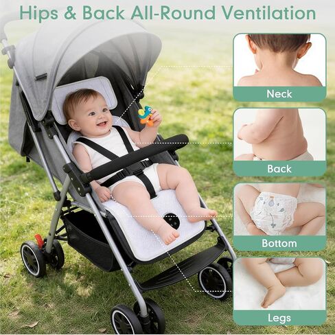 Fotgear Baby Stroller Cooling Pad with 2 Built-in Fan - 3D Breathable & Washable Carseat Cooling Cushion Liner with Child Lock, 5 Speed Levels, Max 17H Ventilation for Toddler Baby Summer Essentials | Breathable Cooling Pad with Fans in Kuwait