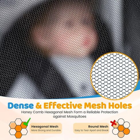 Orzbow Mosquito Net for Baby Stroller Wagon, Black | Suitable for WONDERFOLD W4 Stroller Wagon, Insect, Fly & Bug Protection, Summer, Beach, Travel, and Camping Essentials in Kuwait