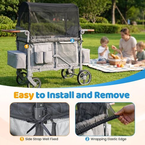 Orzbow Mosquito Net for Baby Stroller Wagon, Black | Suitable for WONDERFOLD W4 Stroller Wagon, Insect, Fly & Bug Protection, Summer, Beach, Travel, and Camping Essentials in Kuwait