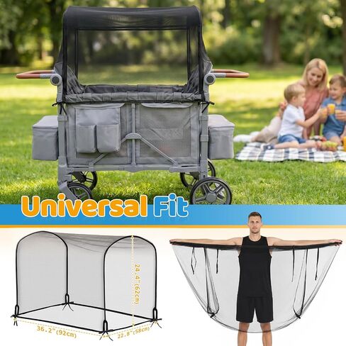 Orzbow Mosquito Net for Baby Stroller Wagon, Black | Suitable for WONDERFOLD W4 Stroller Wagon, Insect, Fly & Bug Protection, Summer, Beach, Travel, and Camping Essentials in Kuwait
