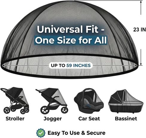 2 Pack Universal Baby Mosquito Net Cover for Stroller Car Seat Bassinet Infant Bug Mesh Netting Screen Crib Carrier Carriage in Kuwait