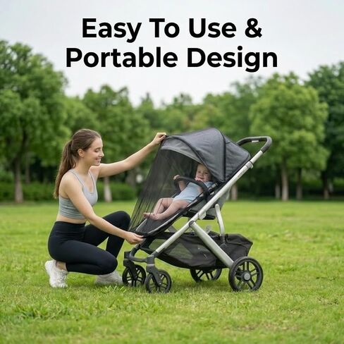 2 Pack Universal Baby Mosquito Net Cover for Stroller Car Seat Bassinet Infant Bug Mesh Netting Screen Crib Carrier Carriage in Kuwait