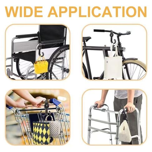 3pcs Stroller Connectors & 2pcs Double Hooks Set - Adjustable Length (20-26cm) Space Aluminum Connectors with Rotatable PP+Polyester Hooks for Double Strollers(Color:Black) in Kuwait