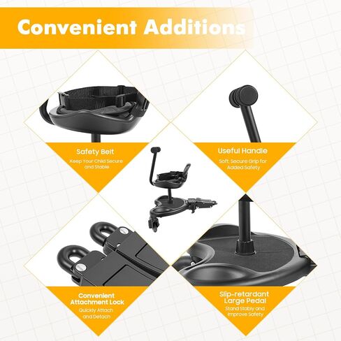 Universal Stroller Board with Detachable Seat, 2in1 Sit and Stand Stroller Connectors, Stroller Extra Seat Attachment for Strollers, Holds Children Up to 55lbs in Kuwait