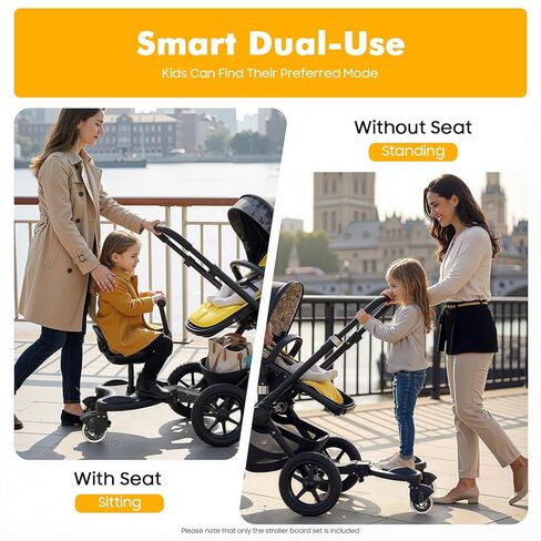 Universal Stroller Board with Detachable Seat, 2in1 Sit and Stand Stroller Connectors, Stroller Extra Seat Attachment for Strollers, Holds Children Up to 55lbs in Kuwait