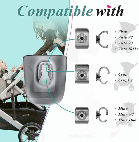 Stroller Cup Holder with Phone Holder, Fits for UPPAbaby Vista/Vista V2/Vista V3/Cruz/Cruz V2/Minu/Minu V2/Minu Duo, Securely Hold The Cup, Quick Attachment, Drinking On The Go, 1Pack in Kuwait