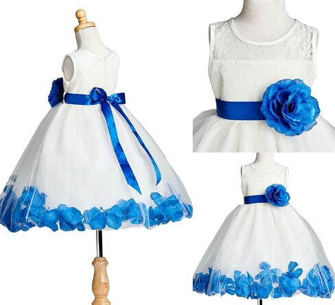 Ivory Lace Rose Petal Tulle Flower Girl Dress Wedding Junior Toddler in Kuwait