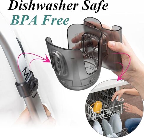 Stroller Cup Holder with Phone Holder, Fits for UPPAbaby Vista/Vista V2/Vista V3/Cruz/Cruz V2/Minu/Minu V2/Minu Duo, Securely Hold The Cup, Quick Attachment, Drinking On The Go, 1Pack in Kuwait