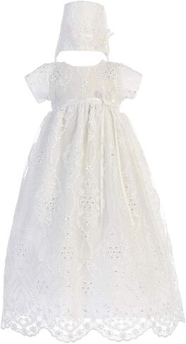 SWEA Pea & Lilli Bonnie Girls Christening Baptism Embroidered Tulle Long Gown with Sequins Dress in Kuwait