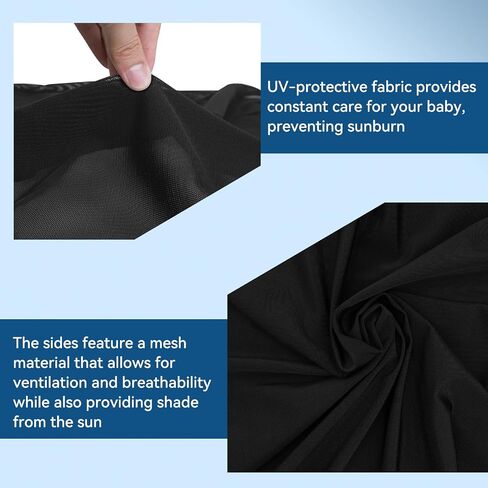 Stretchy Panoramic Canopy Compatible with Wonderfold Stroller Wagons W4 All Models,with Two Mesh Windows, UPF50+ Sun Protection,(Black) in Kuwait