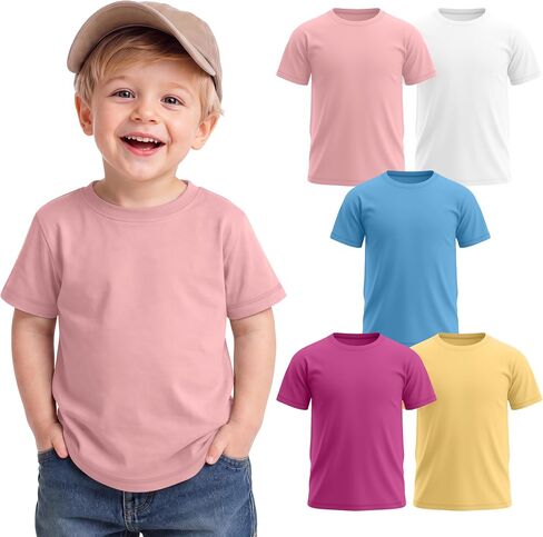 5 Pack Baby Boys T-Shirts | Short Sleeve, Campus, School, Infant 18M-5T, Crew Neck, Basic, Toddler Casual Shirts, Layering, Loose, Summer Tees, Weekend in Kuwait