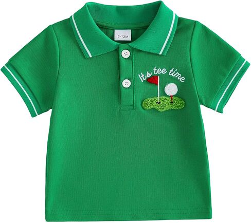Toddler Baby Boy Shirt Golf Polo Shirt Striped Short Sleeve Collared T-Shirt Tops Casual Golf Tee Little Boys Summer Clothes in Kuwait