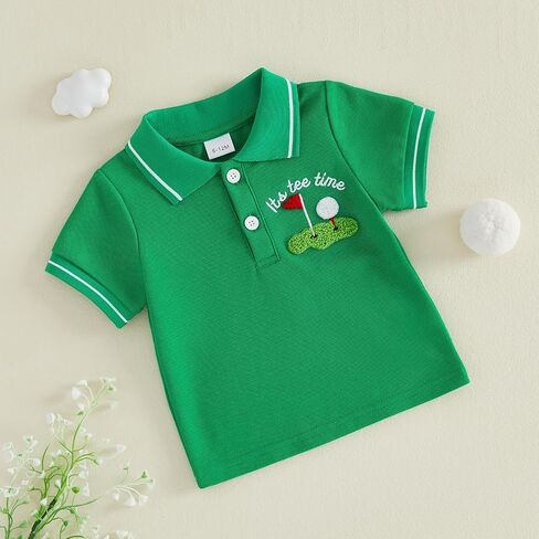 Toddler Baby Boy Shirt Golf Polo Shirt Striped Short Sleeve Collared T-Shirt Tops Casual Golf Tee Little Boys Summer Clothes in Kuwait
