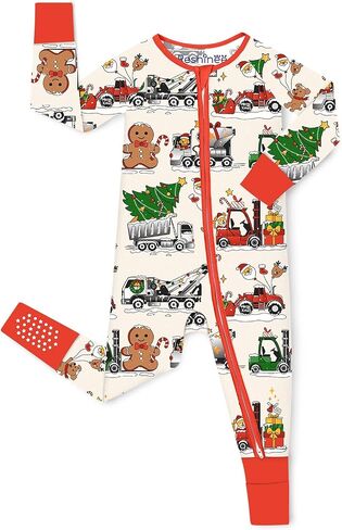 babee Reshinee Bamboo Viscose Baby Footie Pajama, Zipper Sleeper Boys Girls | Sleep & Play Romper with 2-Way Zipper, Fold-Over Mittens & Foot Cuffs with Grips, Tagless, Convertible, All-Season, 0-24M in Kuwait