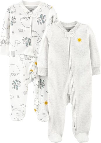 Simple Joys by Carter's Unisex Baby 2-way Zip Thermal Footed Sleep and Play, Pack of 2 in Kuwait