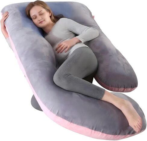 Pregnancy Pillow for Sleeping, Soft 57“ Full Body Maternity Pillow, U Shaped with Removable Washable Cover, Support for Back, Belly, Leg, Hip, Neck & Shoulder, Purple in Kuwait