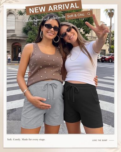 Ficerd 4 Pack Women's Maternity Athletic Shorts | Summer Pregnancy Shorts, Elastic Waist, Lounge Pajama, with Pockets and Drawstring, Loose Fit, Soft in Kuwait