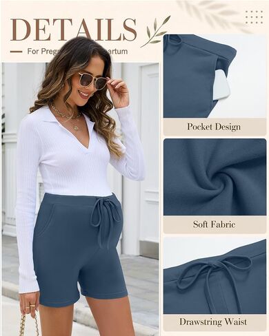Ficerd 4 Pack Women's Maternity Athletic Shorts | Summer Pregnancy Shorts, Elastic Waist, Lounge Pajama, with Pockets and Drawstring, Loose Fit, Soft in Kuwait