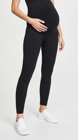 BLANQI Maternity Leggings for Women - Over The Belly Pregnancy Tights with Moderate Support & Seamless Comfort Fit - X-Small, Deepest Black in Kuwait