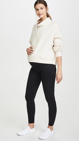 BLANQI Maternity Leggings for Women - Over The Belly Pregnancy Tights with Moderate Support & Seamless Comfort Fit - X-Small, Deepest Black in Kuwait