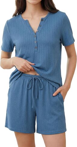 OUGES Women's 100% Soft Cotton Maternity Pajamas Sets Short Sleeve Pregnancy Postpartum 2 Piece Outfits Sleepwear in Kuwait
