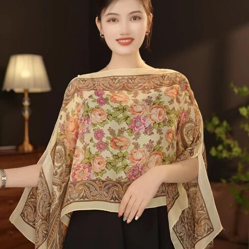 Women's Polyester Shawl Wrap, 150 x 100 cm Multi-Wear Beach Cover Up Scarf for Summer Holiday Cycling in Kuwait
