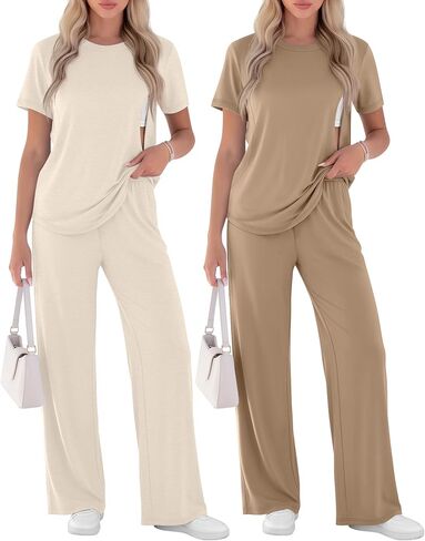Ficerd 2 Pack Maternity Nursing Breastfeeding Pajama Set with Hidden Zipper Short Sleeve Pjs Postpartum Lounge Outfit Set in Kuwait
