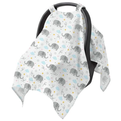 Baby Car Seat Cover - 100% Muslin Cotton Universal Breathable Canopies for Boys and Girls Soft Spring Summer Car Seat Cover Lightweight Infant Car Seat Canopy - Pink Bows in Kuwait