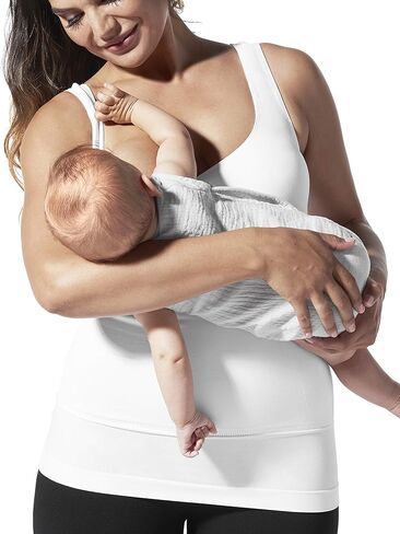 BLANQI Pull-Down Postpartum + Nursing Support Tanktop (Large, Winter White) in Saudi Arabia
