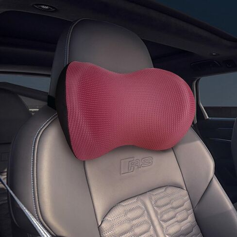 Super Comfy Car Headrest Pillow, Softness Car Pillow for Neck Pain Relief | Adjustable Strap, 100% Memory Foam & Breathable Removable Cover, Ergonomic Design - Universal Fit Car Neck Pillow(Beige, 1PC) in Saudi Arabia