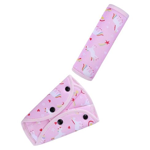 COOLBEBE Kids Seat Straps Cover Pad, Child Shoulder & Belly Comfort Cushion Set, Universal Seat Strap Cover for Booster, Strollers, High Chairs, Pink in Saudi Arabia