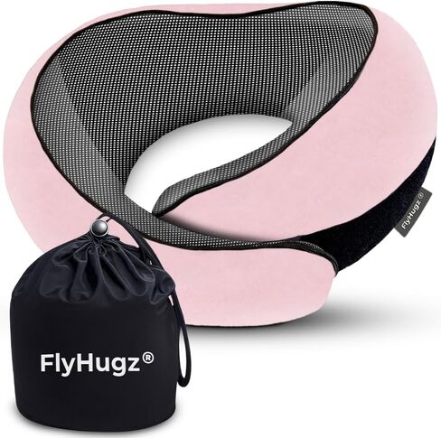 FlyHugz® Neck Travel Pillow Memory Foam Neck Pillow for Comfort on Airplane Compact and Ergonomic Design for Travel, Car Rides, and Home Use Ideal for Adults and Kids. in Kuwait
