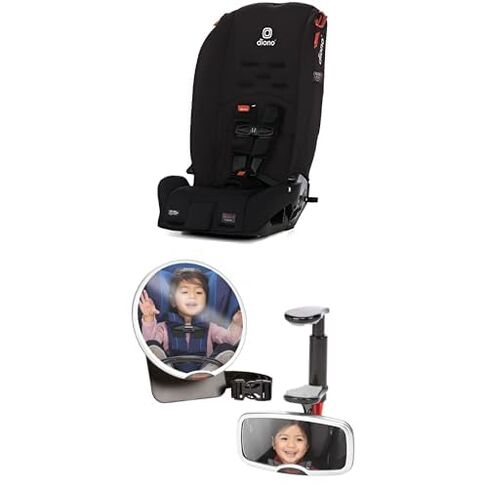 Bundle of Diono Radian 3R, 3-in-1 Convertible Car Seat, Rear Facing & Forward Facing, 10 Years 1 Car Seat, Slim Fit 3 Across, Jet Black + Diono Baby Car Mirror 2 Pack, Includes Safety Car Seat Mirro in Saudi Arabia