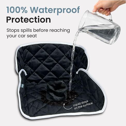 Potty Training Car Seat Protector Cover, Soft Waterproof Piddle Pads for Toddlers and Baby Carseat, Washable Liner Mat for Strollers, Bouncers, Leaks and Spills, Travel Bag Included, Black in Saudi Arabia