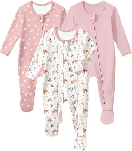 Baby Sleepers 100% Organic Cotton Pajamas for Newborn 0-3 3-6 6-9 Months Boys Girls Clothes Footed Pjs in Saudi Arabia