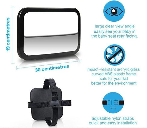 Shynerk Baby Car Mirror, Rear Facing Car Seat Mirror Safety for Infant Newborn, Baby Mirror with Wide Rearview & 360° Rotation, Shatterproof & Easy Assembled Crash Tested in Saudi Arabia