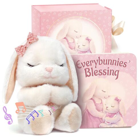 Baptism Gifts for Girl, Catholic Christening, Baby Dedication & Baptismal Gift Set for Baby Girls & Kids, with 9" Musical Praying Bunny Plush Toy & Everybunnies' Blessing Book in Keepsake Box in Saudi Arabia