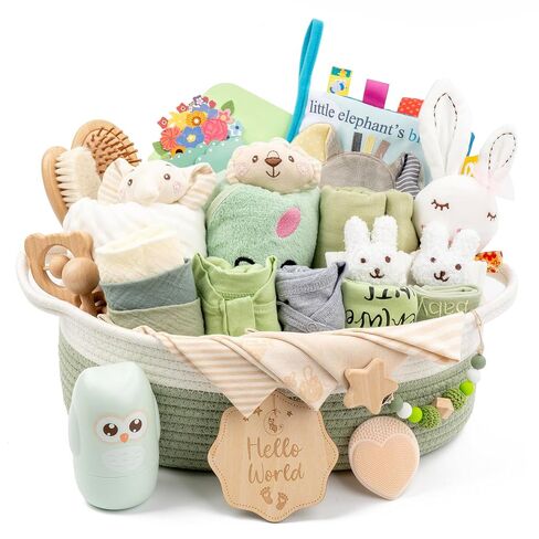 30 Piece Baby Gift Basket – Luxury Curated Baby Girl Gift Basket for Newborn, Premium All-in-One Baby Shower Gift Set, Essentials with Keepsakes for First Visit（Pink） in Saudi Arabia