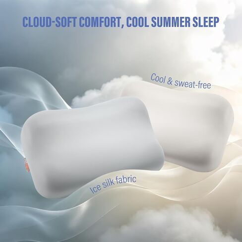 CCidea Cervical Neck Pillow for Neck Pain Relief – 80D Cloud-Like Support Memory Foam Ergonomic Pillow, Dual Height Cervical Support for Side & Back Sleepers, with 2 Cooling Pillowcases-Queen Size in Saudi Arabia