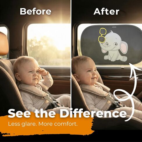 CARAMAZ Car Window Shade for Baby with Certified UV-Protection 2 Pack - 20"x12" in Saudi Arabia