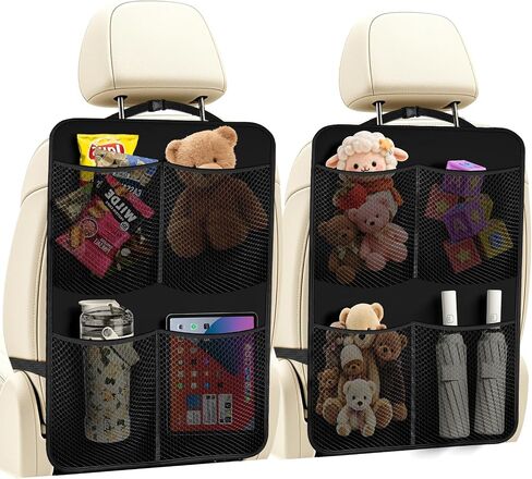 2 Pack Back Seat Cover For Kids + 4 Pocket Storage Organizer,Car Kick Mats Backseat Protector, Car Seat Back Protectors Backseat Organizer For Vehicles in Saudi Arabia