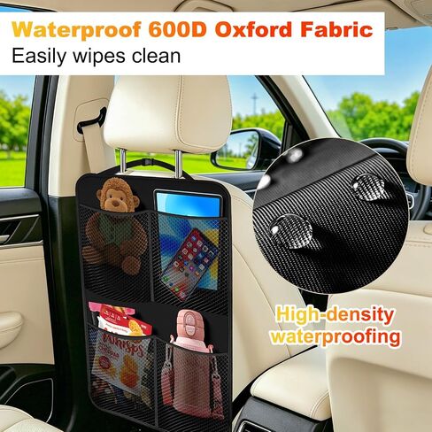 2 Pack Back Seat Cover For Kids + 4 Pocket Storage Organizer,Car Kick Mats Backseat Protector, Car Seat Back Protectors Backseat Organizer For Vehicles in Saudi Arabia