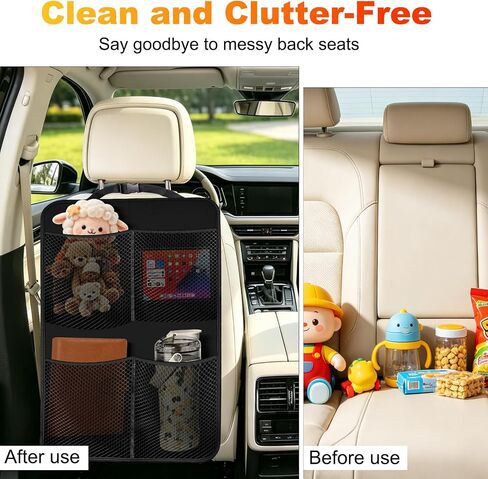 2 Pack Back Seat Cover For Kids + 4 Pocket Storage Organizer,Car Kick Mats Backseat Protector, Car Seat Back Protectors Backseat Organizer For Vehicles in Saudi Arabia