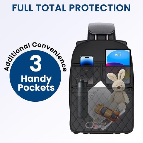 2 Pack kick mats back seat protector, backseat car organizer protectors for back of front seats, 30"X17" Car Seat Protectors for Under Child Seats, Waterproof Back Seat Cover with 3 Large Pocket in Kuwait