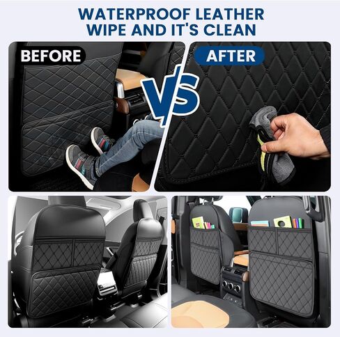 2 Pack kick mats back seat protector, backseat car organizer protectors for back of front seats, 30"X17" Car Seat Protectors for Under Child Seats, Waterproof Back Seat Cover with 3 Large Pocket in Kuwait