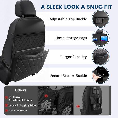 2 Pack kick mats back seat protector, backseat car organizer protectors for back of front seats, 30"X17" Car Seat Protectors for Under Child Seats, Waterproof Back Seat Cover with 3 Large Pocket in Kuwait
